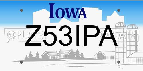 Z53IPA Iowa License Plate