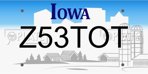 Z53TOT Iowa License Plate