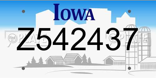 Z542437 Iowa License Plate