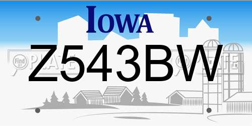 Z543BW Iowa License Plate