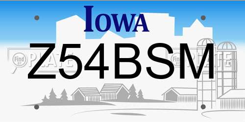 Z54BSM Iowa License Plate