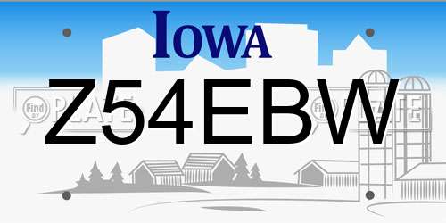 Z54EBW Iowa License Plate
