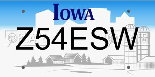 Z54ESW Iowa License Plate