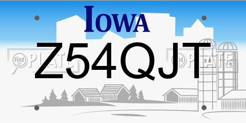 Z54QJT Iowa License Plate