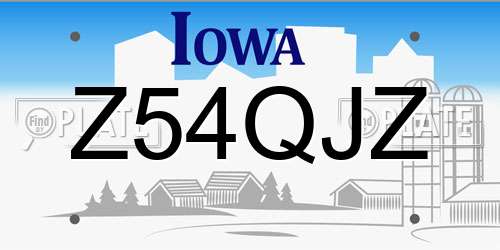 Z54QJZ Iowa License Plate
