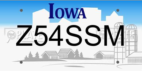 Z54SSM Iowa License Plate