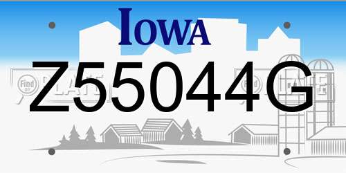 Z55044G Iowa License Plate