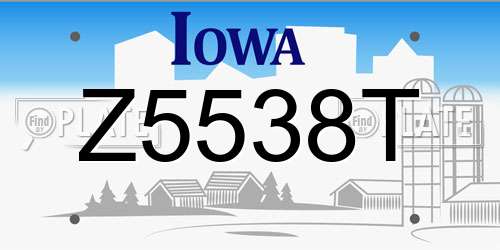 Z5538T Iowa License Plate