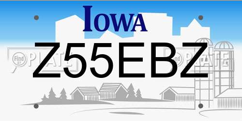 Z55EBZ Iowa License Plate