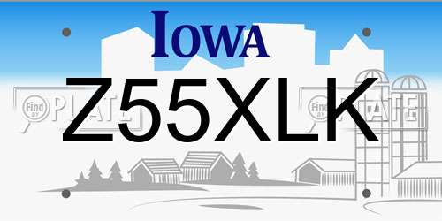 Z55XLK Iowa License Plate
