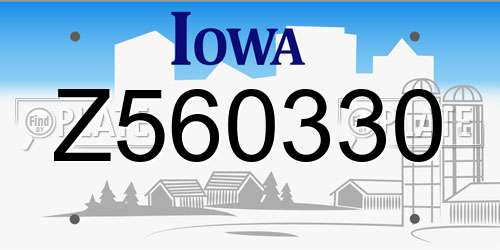 Z560330 Iowa License Plate