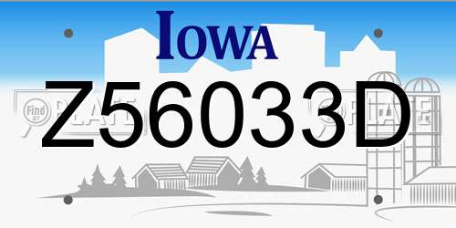 Z56033D Iowa License Plate