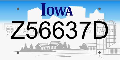 Z56637D Iowa License Plate