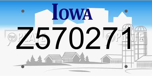 Z570271 Iowa License Plate