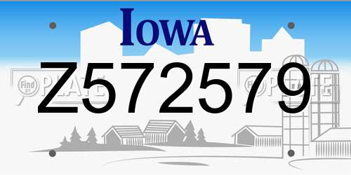 Z572579 Iowa License Plate