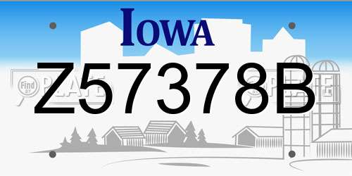 Z57378B Iowa License Plate