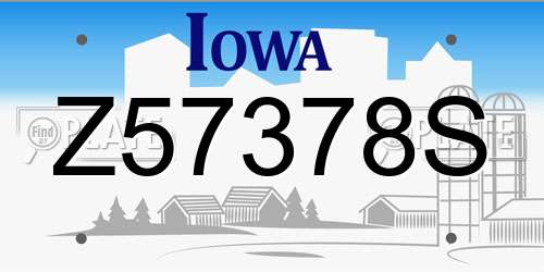 Z57378S Iowa License Plate