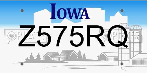 Z575RQ Iowa License Plate