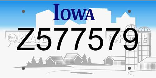 Z577579 Iowa License Plate