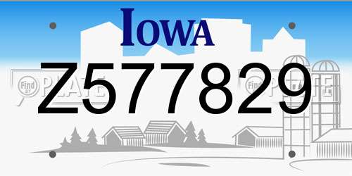 Z577829 Iowa License Plate