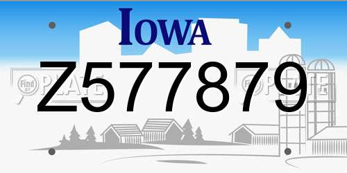Z577879 Iowa License Plate