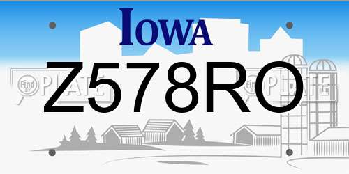 Z578RO Iowa License Plate