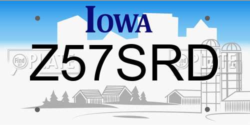 Z57SRD Iowa License Plate