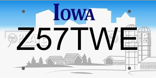 Z57TWE Iowa License Plate