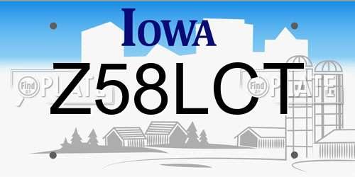 Z58LCT Iowa License Plate