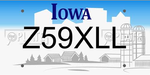 Z59XLL Iowa License Plate