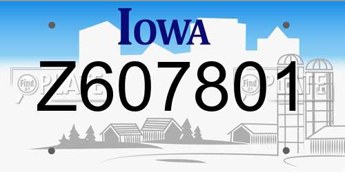 Z607801 Iowa License Plate