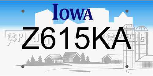 Z615KA Iowa License Plate
