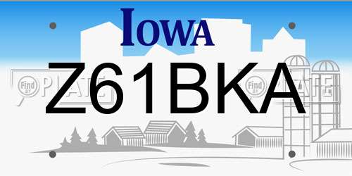 Z61BKA Iowa License Plate