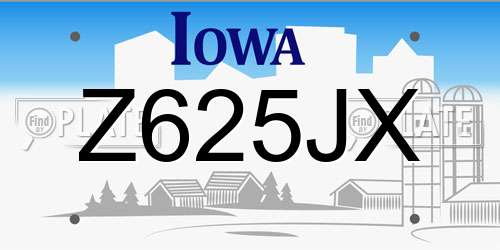 Z625JX Iowa License Plate