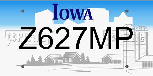 Z627MP Iowa License Plate