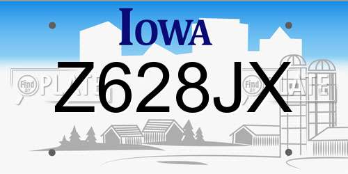 Z628JX Iowa License Plate