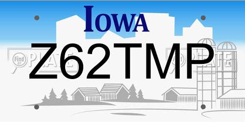 Z62TMP Iowa License Plate