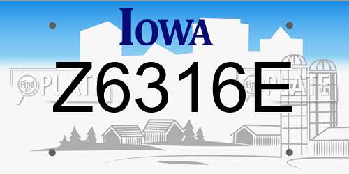 Z6316E Iowa License Plate