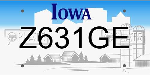 Z631GE Iowa License Plate