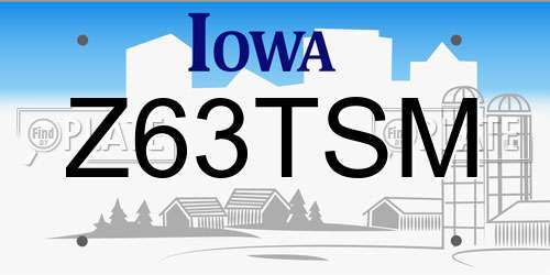 Z63TSM Iowa License Plate