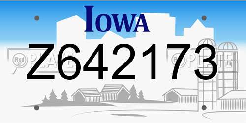 Z642173 Iowa License Plate