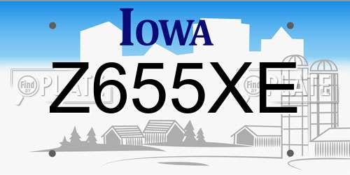 Z655XE Iowa License Plate