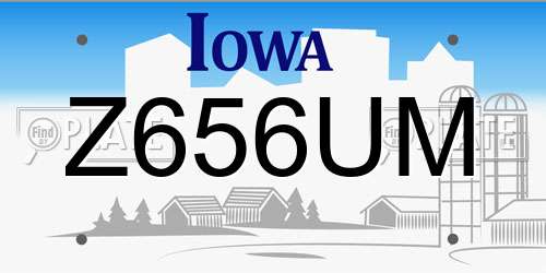 Z656UM Iowa License Plate