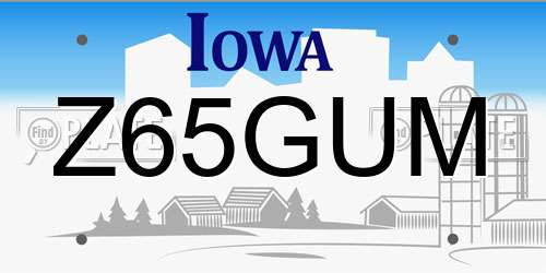 Z65GUM Iowa License Plate