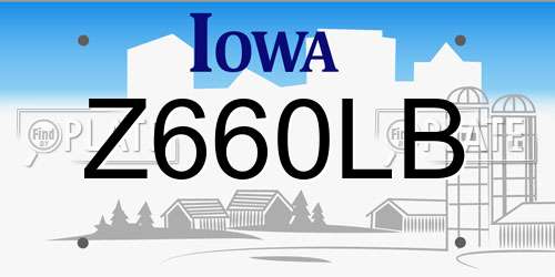 Z660LB Iowa License Plate