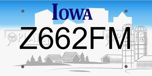Z662FM Iowa License Plate
