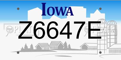 Z6647E Iowa License Plate