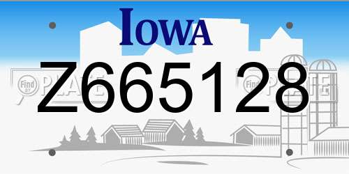 Z665128 Iowa License Plate