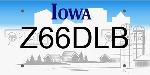 Z66DLB Iowa License Plate