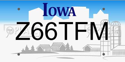Z66TFM Iowa License Plate